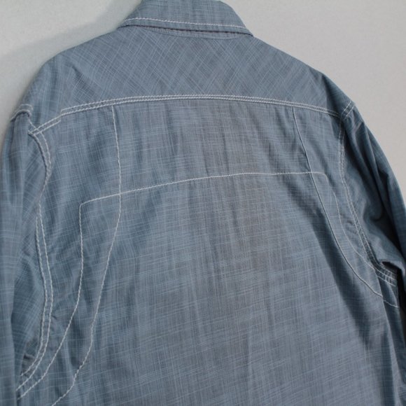 Buckle Black Shirt Men's Large Blue Long Sleeve Solid Pearl Snap Standard Fit - Picture 11 of 14